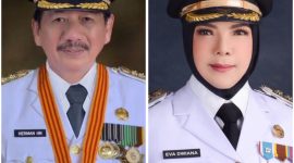 Herman HN mantan Walikota Bandar Lampung dua periode, dan Eva Dwiana Walikota Sekarang. Foto : Kolase berandalappung.com