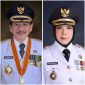 Herman HN mantan Walikota Bandar Lampung dua periode, dan Eva Dwiana Walikota Sekarang. Foto : Kolase berandalappung.com