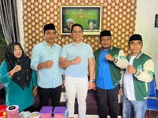 Bakal Calon Bupati Lampung Selatan (Balonbup Lamsel) Radityo Egi Pratama melakukan kunjungan silaturahmi ke Ketua Gerakan Pemuda Ansor (GP Ansor) Lampung Selatan. Foto : Ist