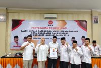 PKS Resmi usung pasangan Rahmat Mirzani Djausal bersama Jihan Nurlela untuk Pilgub Lampung. Foto : Wildanhanafi/berandalappung.com