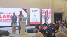Pasangan Rahmat Mirzani Djausal dan Jihan Nurlela secara resmi mendeklarasikan diri sebagai calon Gubernur dan Wakil Gubernur Lampung. Foto : Wildanhanafi/berandalappung.com