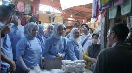 Calon wakil gubernur Lampung Jihan Nurlela Grebek Pasar Cimeng Bandar Lampung. Foto : Ist