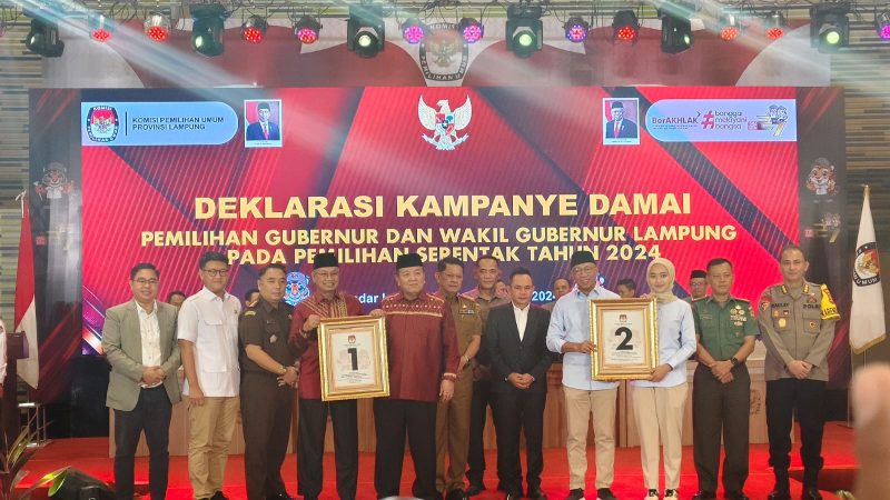 KPU Lampung mengumumkan bahwa semua pasangan calon Gubernur dan Wakil Gubernur telah memenuhi kewajiban untuk menyerahkan Laporan Awal Dana Kampanye (LADK) menjelang Pilkada Serentak 2024.