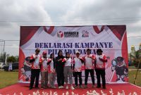 Bawaslu Lampung Tengah mengadakan Deklarasi Kampanye Damai di Lapangan Merdeka, Kampung Pujo Asri, Kecamatan Trimurjo, Lampung Tengah. Foto : berandalappung.com