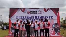 Bawaslu Lampung Tengah mengadakan Deklarasi Kampanye Damai di Lapangan Merdeka, Kampung Pujo Asri, Kecamatan Trimurjo, Lampung Tengah. Foto : berandalappung.com