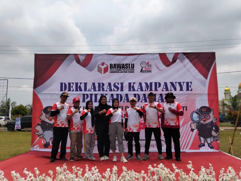 Bawaslu Lampung Tengah mengadakan Deklarasi Kampanye Damai di Lapangan Merdeka, Kampung Pujo Asri, Kecamatan Trimurjo, Lampung Tengah. Foto : berandalappung.com