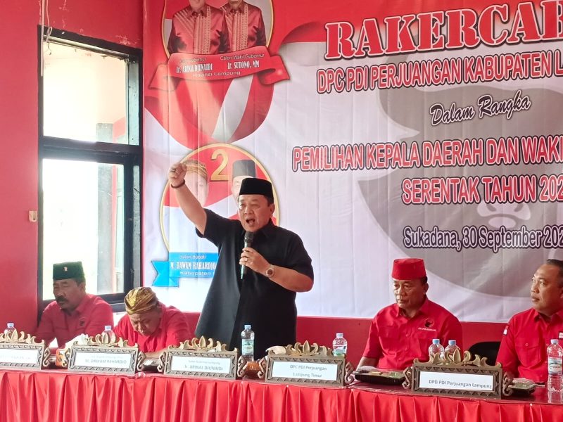 Calon gubernur Lampung Arinal Djunaidi hadiri Rakerdasus DPC Lampung Timur. Foto : Ist