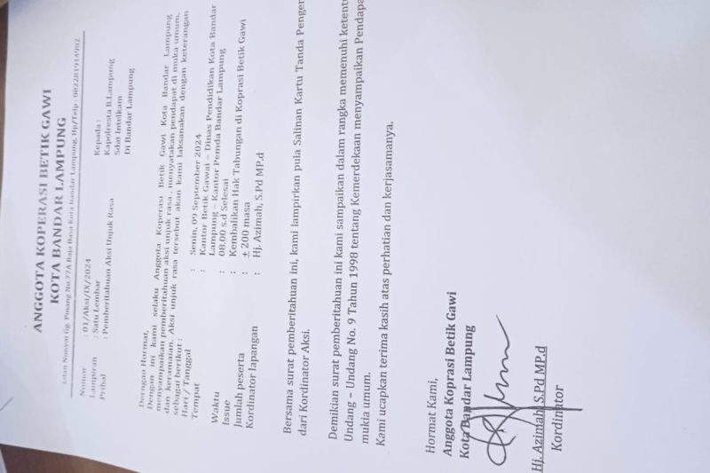 Ratusan guru akan menggelar demontrasi di kantor Dinas Pendidikan Kota Bandar Lampung pada Senin, (9/9/2024). Dok : berandalappung.com