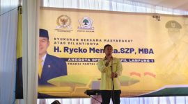 Anggota DPR RI Fraksi Golkar dari Dapil Lampung 1, Rycko Menoza saat menggelar acara syukuran sebagai Anggota DPR RI Periode 2024-2029.  Foto: Wildan hanafi/berandalappung.com