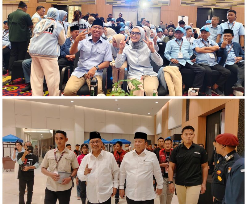 Calon gubernur dan wakil gubernur Paslon 1 dan Paslon 2 memasuki Lokasi debat Perdana dengan tema Infrastruktur dan Ekonomi. 