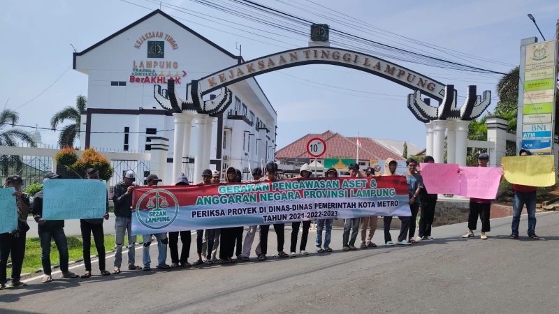 GP2N Lampung gelar aksi dan laporan aduan Masyarakat (Adumas) di Kejati Lampung. Dok: berandalappung.com