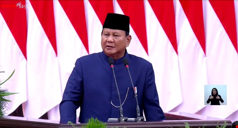 Prabowo Subianto menyampaikan pidato kenegaraan perdana usai prosesi pengambilan sumpah/janji Presiden RI 2024-2029 di Gedung Nusantara, kompleks parlemen, Jakarta, Minggu (20/10/2024). Foto: Tangkapan Layar 