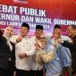 Pasangan calon gubernur dan wakil gubernur Lampung nomor urut 01 Arinal-Sutono dan nomor ururt 02 seusai melaksanan debat publik. foto/Wildanhanafi/berandalappung.com