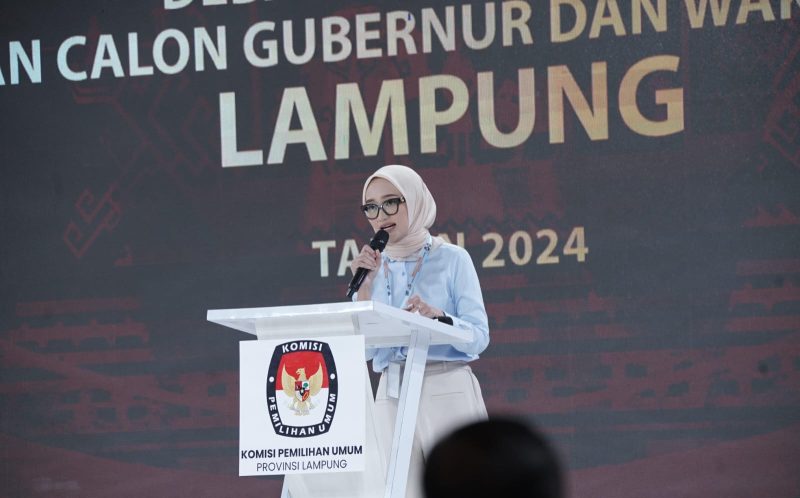 calon wakil gubernur Lampung Jihan Nurlela diacara debat kedua. 