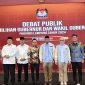 Calon gubernur dan wakil gubernur Lampung nomor urut 01 Arinal- Sutono dan nomor urut 02 Mirza-Jihan diacara debat publik. Foto: Wildanhanafi/berandalappung.com