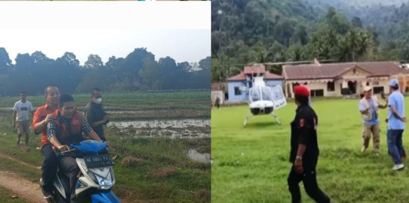 Tangkap layar kampanye Ardjuno mengunakan Motor VS memakai Mirza-Jihan Helikopter. 