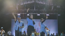 Calon gubernur dan wakil gubernur Lampung Rahmat Mirzani Djausal dan Jihan Nurlela kampanye terakhir di Pringsewu. 