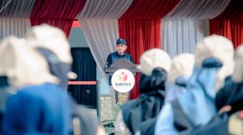 Ketua Bawaslu Lampung Iskardo P.Panggar membuka acara gelar apel siaga. 