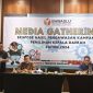 Ketua Bawaslu Lampung Iskardo P.Panggar dalam pemaparan Ekspose Hasil Pengawasan Kampanye Pilkada 2024 di hadapan para pimpinan media. 
