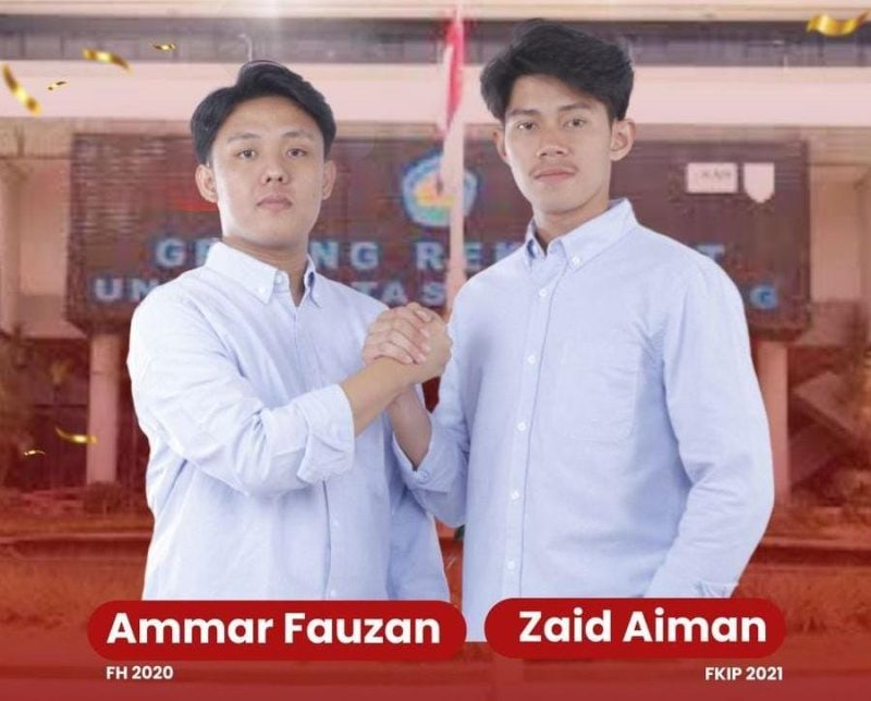 M. Ammar Fauzan dan Aiman, resmi terpilih sebagai Ketua dan Wakil Ketua Badan Eksekutif Mahasiswa (BEM) U KBM Universitas Lampung. 