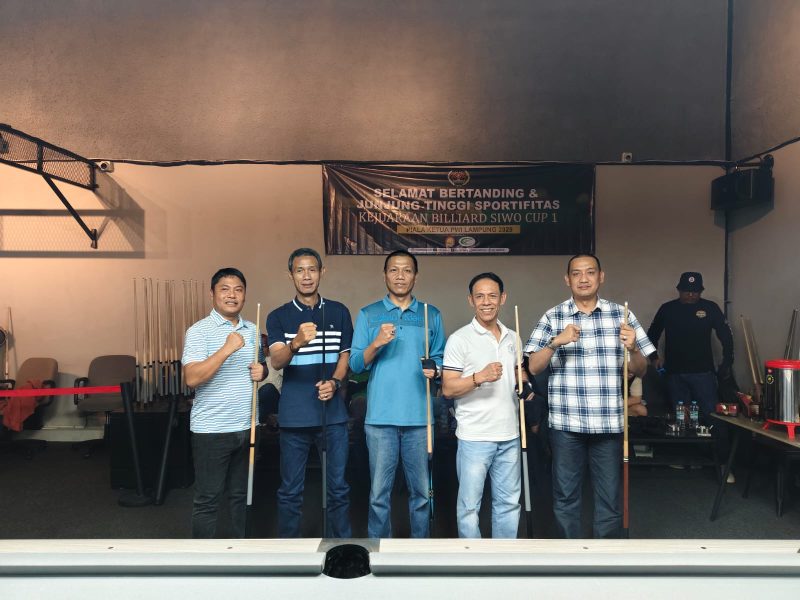 SIWO PWI Lampung sukses menggelar Turnamen Biliar Cup 1 di Dracen Billiard House, Bandar Lampung. Foto: Wildanhanafi/berandalappung.com