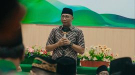 Gubernur Lampung Terpilih Rahmat Mirzani Djausal saat memberikan sambutan. 